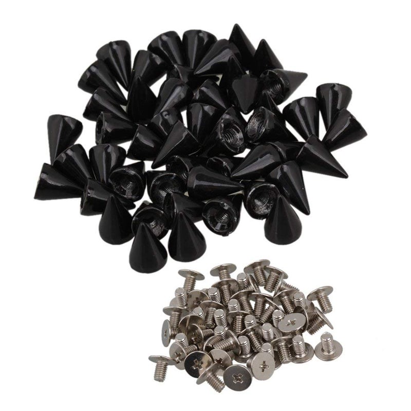 FOYARA Gdeal Colorful Bullet Spikes and Stud,7x10mm Metallic Screw Back Rivet,Cone Bullet Spikes Set of 100 (Black) - Image 3